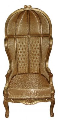 Casa Padrino Barock Thron Sessel Victory Gold Muster / Gold - Balloon Chair -Thron St
