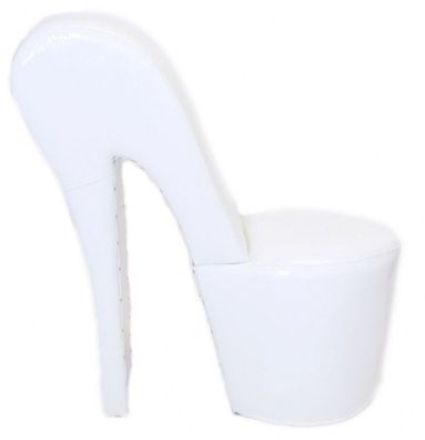 Casa Padrino High Heel Sessel Weiß Lack Luxus Design - Designer Sessel - Club Möbel -
