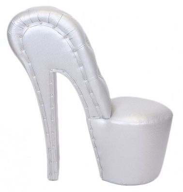 Casa Padrino High Heel Sessel mit Dekosteinen Silber Luxus Design - Designer Sessel -