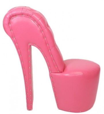 Casa Padrino High Heel Sessel mit Dekosteinen Rosa Luxus Design - Designer Sessel - C