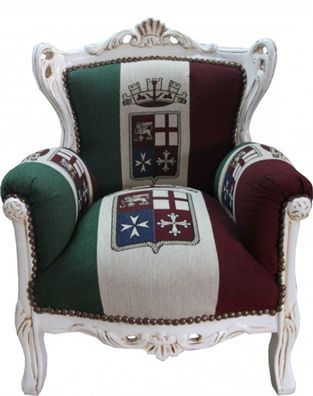 Casa Padrino Barock Kinder Sessel Italien / Creme - Thron Italien Italienische Flagge
