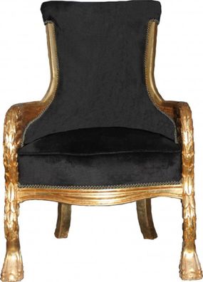 Casa Padrino Barock Lounge Sessel Schwarz / Gold Mod2 Möbel Antik Stil - Wohnzimmer C