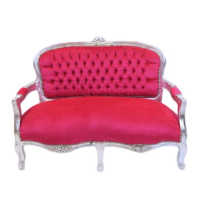 Casa Padrino Barock Kinder Sitzbank Pink / Silber Antik Stil Kinder Sofa