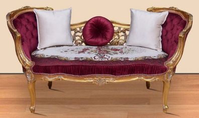 Casa Padrino Barock Sitzbank Lila / Weiß / Gold 150 x 55 x H. 80 cm - Prunkvolle Mass