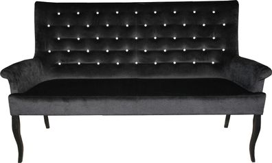 Casa Padrino Chesterfield Sitzbank / Sofa mit Bling Bling Glitzersteinen Schwarz B 18