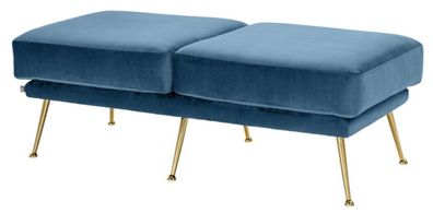 Casa Padrino Luxus Sitzbank Blau / Messingfarben 125 x 58 x H. 45 cm - Designermöbel