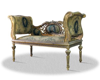 Casa Padrino Barock Sitzbank mit Muster 110 x 45 x H. 80 cm - Luxus Sitzbank