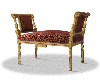 Casa Padrino Barock Sitzbank Gold Bordeaux Rot Muster 110 x 40 x H. 70 cm