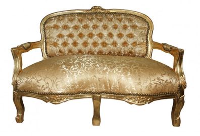Casa Padrino Barock Kinder Sitzbank Gold Muster/ Gold Antik Stil