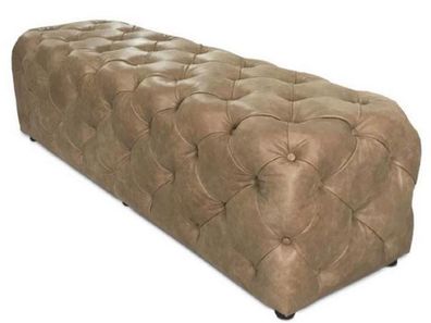 Casa Padrino Luxus Chesterfield Echtleder Sitzbank Braun 158 x 47 x H. 45 cm - Cheste