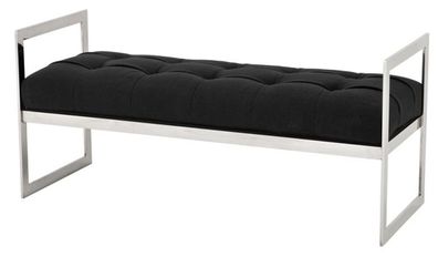 Casa Padrino Luxus Sitzbank Schwarz 129 x 50 x H. 58 cm - Luxus Kollektion