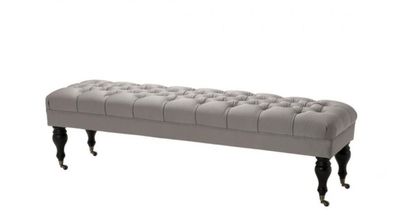 Casa Padrino Luxus Sitzbank Silbergrau Satin 160 x 46 x H. 45 cm - Luxus Qualität