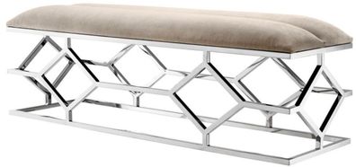 Casa Padrino Luxus Sitzbank Grau / Silber 140 x 45 x H. 48 cm - Luxus Möbel