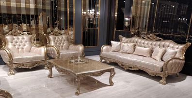 Casa Padrino Luxus Barock Wohnzimmer Set Rosa / Silber / Antik Silber - 2 Barock Sofa