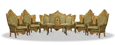 Casa Padrino Barock Sofa Set Antik Gold - Edel & Prunkvoll