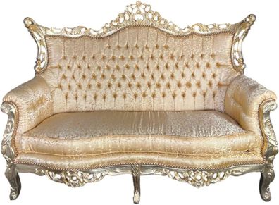 Casa Padrino Barock 2er Sofa Gold Muster / Gold - Antik Stil Wohnzimmer Sofa mit Must