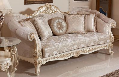Casa Padrino Luxus Barock Sofa Grau / Silber / Weiß / Gold - Handgefertigtes Barockst