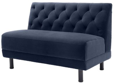 Casa Padrino Luxus Chesterfield Couch Mitternachtsblau / Schwarz 121 x 75 x H. 85 cm