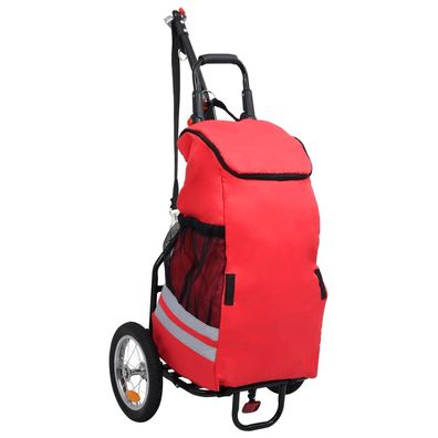 vidaXL Cargo-Fahrradanhänger mit Einkaufstasche Klappbar Rot Schwarz