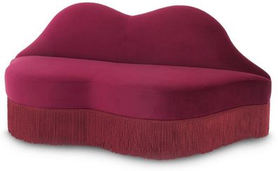Casa Padrino Designer Samt Sofa Lippen Mund Bordeauxrot 195 x 80 x H. 97 cm - Designe