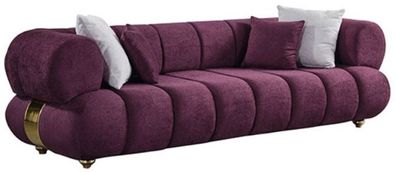 Casa Padrino Luxus 4er Sofa Lila / Gold - Modernes Wohnzimmer Sofa - Moderne Wohnzimm
