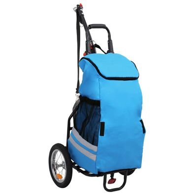 vidaXL Cargo-Fahrradanhänger mit Einkaufstasche Klappbar Blau Schwarz