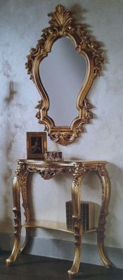 Casa Padrino Luxus Barock Spiegelkonsole Gold - Prunkvolle Barock Konsole mit Wandspi