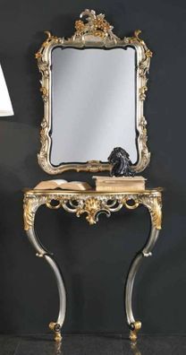 Casa Padrino Luxus Barock Spiegelkonsole Silber / Gold - Prunkvolle Barock Konsole mi