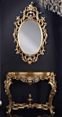 Casa Padrino Luxus Barock Spiegelkonsole Gold / Silber - Prunkvolle Barock Konsole mi
