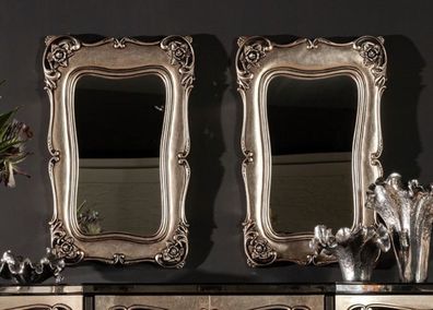 Casa Padrino Luxus Barock Spiegel Set Silber - 2 Handgefertigte Wandspiegel im Barock