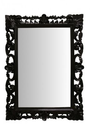 Casa Padrino Barock Wandspiegel Schwarz Klavierlack, Höhe 117 cm, Breite 87 cm - Ede