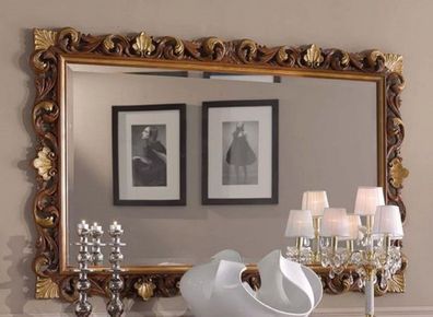 Casa Padrino Luxus Barock Spiegel Braun / Gold - Rechteckiger Wandspiegel im Barockst