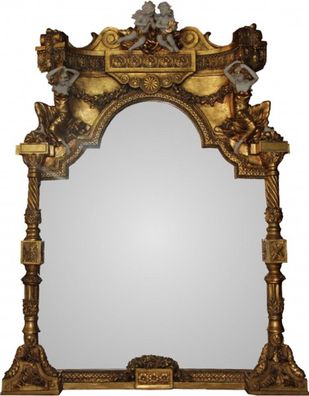 Casa Padrino Barock Luxus Spiegel Engel Gold B 114 cm, H 153 cm - Edel & Prunkvoll -