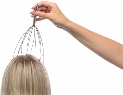 Kopfmassagegerät Griff aus eloxiertem Alu und flexiblen Massagestäben Kopfgraule