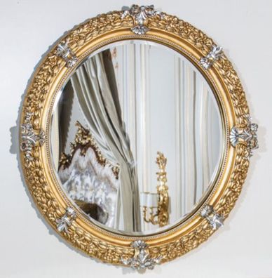 Casa Padrino Luxus Barock Spiegel Gold / Silber Ø 103 cm - Prunkvoller handgeschnitzt