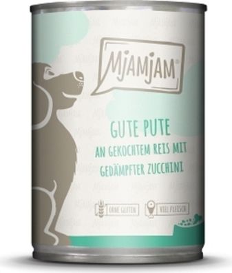 MjAMjAM ¦ Pute an gekochtem Reis mit gedämpfter Zucchini - 6 x 400g ¦ Hundenassfutter