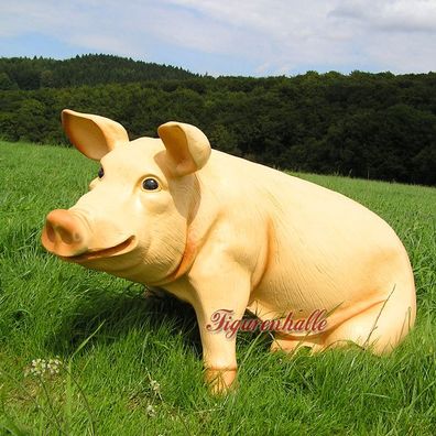 Schwein Schweinchen Figur für Haus und Garten Schweinchen rosa Ländliche sitzend