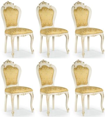 Casa Padrino Luxus Barock Esszimmer Stuhl Set Gold / Weiß / Gold 50 x 50 x H. 103 cm