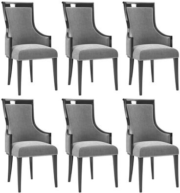 Casa Padrino Luxus Art Deco Esszimmer Stuhl Set Grau / Schwarz / Silber 50 x 50 x H.