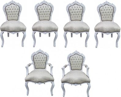 Casa Padrino Barock Esszimmer Set 4 Stühle + 2 Stühle mit Armlehnen - Möbel Antik Sti