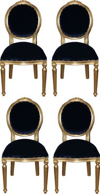 Casa Padrino Luxus Barock Esszimmer Set Medaillon Royalblau / Gold 50 x 52 x H. 99 cm