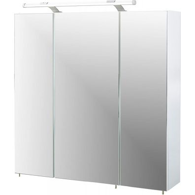 Spiegelschrank Badspiegel Wandspiegel 3 Türen Schalter/ Steckdose Weiß Hochglanz