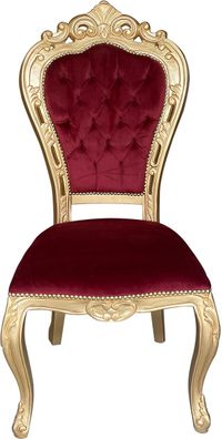 Casa Padrino Luxus Barock Esszimmer Stuhl Bordeauxrot / Gold - Handgefertigter Antik