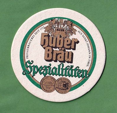 Huber Bräu aus St Johann in Tirol - ein ungebrauchter Bierdeckel