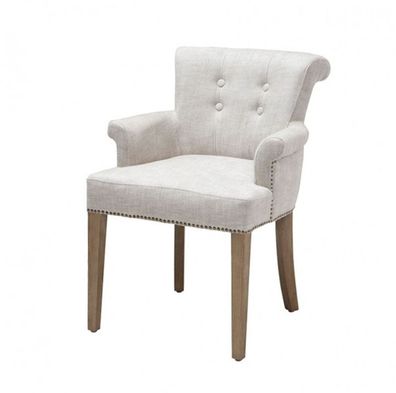 Casa Padrino Luxus Stuhl mit Armlehne Weiß - Luxus Kollektion