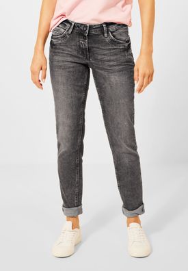 CECIL - Slim Fit Jeans in Grau in Mid Grey Used Wash