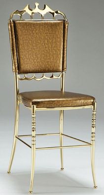 Casa Padrino Luxus Esszimmerstuhl Gold mit Muster - Edler Messing Küchenstuhl mit hoc