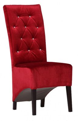 Casa Padrino Designer Chesterfield Esszimmer Stuhl Bordeaux Rot / Schwarz mit Bling B