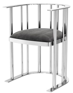 Casa Padrino Designer Stuhl mit Armlehnen Silber / Dunkelgrau 54,5 x 53 x H. 68 cm -