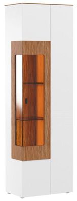 Casa Padrino Eckvitrine Weiß / Braun 65,4 x 40 x H. 202 cm - Moderner Beleuteter Mass